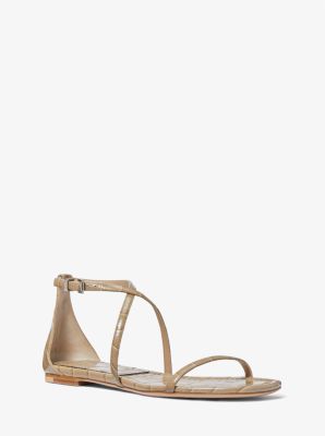 Polly Crocodile Embossed Leather Sandal Michael Kors