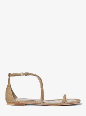 Polly Crocodile Embossed Leather Sandal