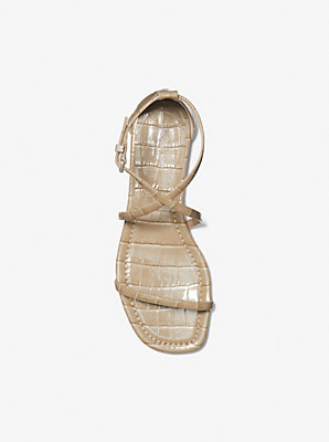 Polly Crocodile Embossed Leather Sandal