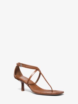 Sandalia Anna de piel con relieve de cocodrilo