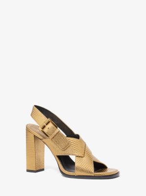 Jasmine Metallic Lizard Embossed Leather Sandal