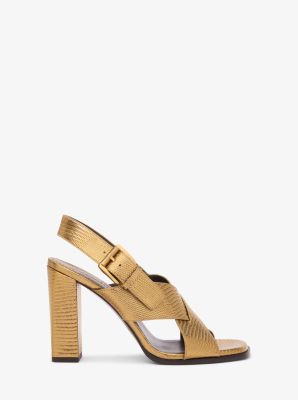 Jasmine Metallic Lizard Embossed Leather Sandal