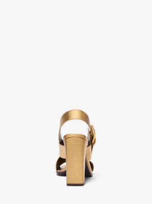 Jasmine Metallic Lizard Embossed Leather Sandal