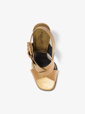 Jasmine Metallic Lizard Embossed Leather Sandal