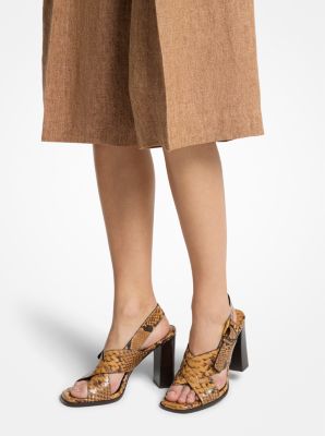 Jasmine Snake Embossed Leather Sandal