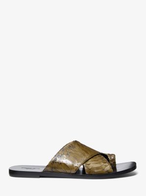 Mackenzie Snake Embossed Leather Sandal