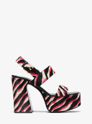 Blaire Zebra Calf Hair Platform Sandal in WATERMELON | Michael Kors
