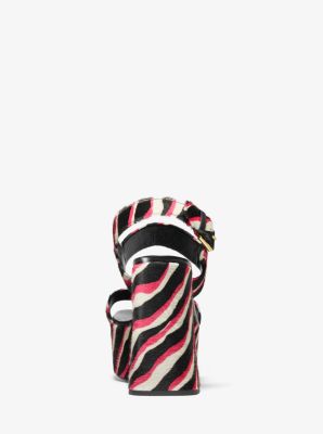Blaire Zebra Calf Hair Platform Sandal in WATERMELON | Michael Kors