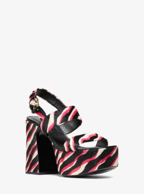 Blaire Zebra Calf Hair Platform Sandal