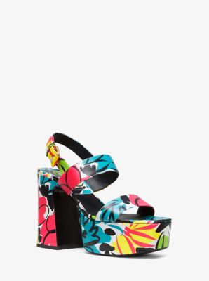 Blaire Floral Leather Platform Sandal Michael Kors