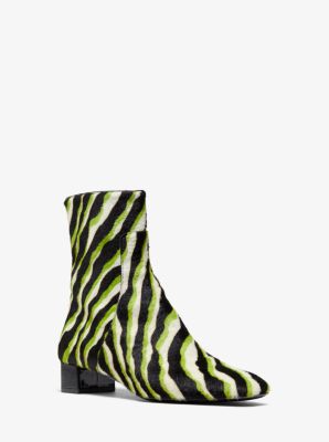 Quinn Zebra Calf Hair Ankle Boot in LIME | Michael Kors