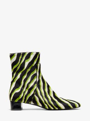Quinn Zebra Calf Hair Ankle Boot in LIME | Michael Kors
