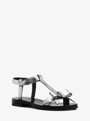 Fiona Runway Crackled Metallic Leather Sandal | Michael Kors