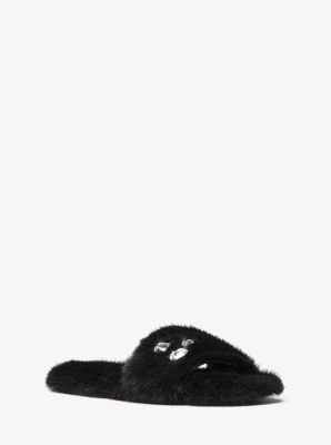 michael kors fur slide sandals