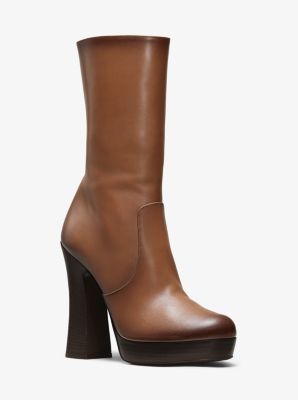 Emmy Burnished Calf Leather Platform Boot