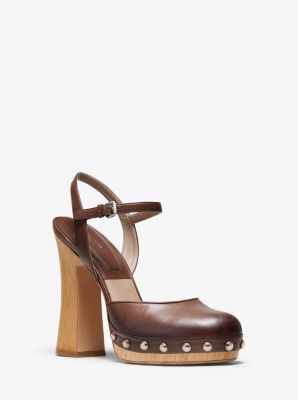 Gail Burnished Calf Leather Mary Jane Clog