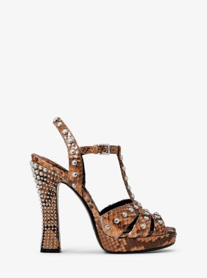 Rosanna Studded Python Platform Sandal