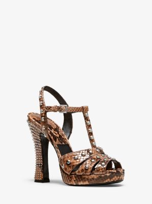 Rosanna Studded Python Platform Sandal 