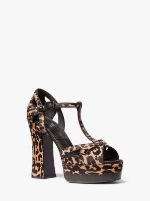 Shirley Leopard Calf Hair Platform Sandal | Michael Kors