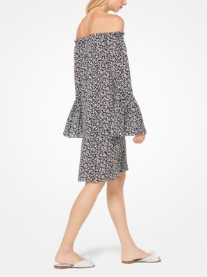 Floral Silk-Georgette Off-the-Shoulder Dress