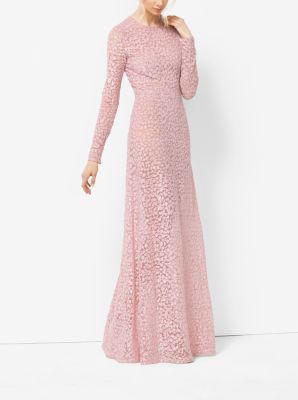 Floral-Embroidered Tulle Gown