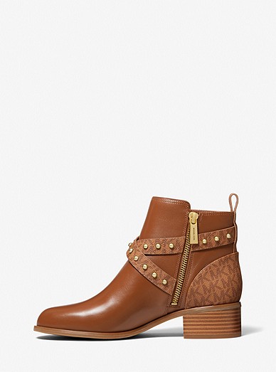 Kincaid Leather And Studded Logo Ankle Boot | Michael Kors