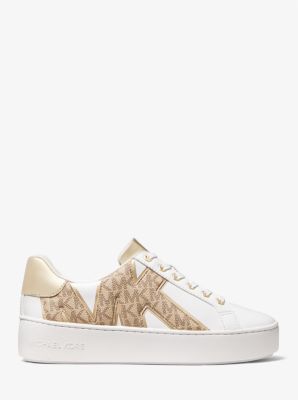 Poppy Logo and Faux Leather Sneaker | Michael Kors Canada