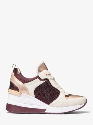 Crista Embellished Metallic Trainer in BORDEAUX | Michael Kors