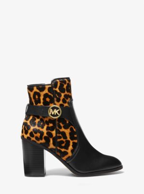 Michael Kors Sawyer Leopard Printed Calf Hair Booties