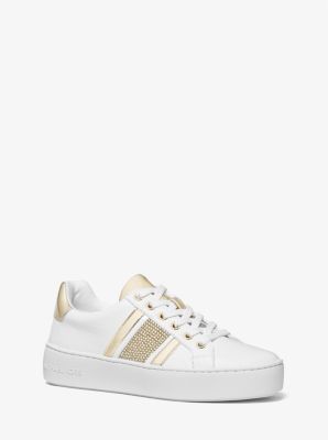 Poppy Embellished Leather Stripe Sneaker | Michael Kors