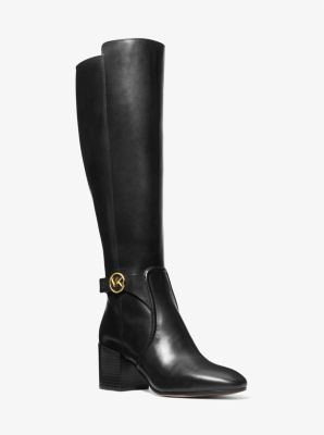 Michael kors black 2025 leather riding boots