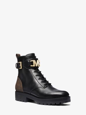 Michael Michael Kors Rory monogram-print combat boots - Brown