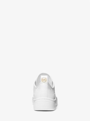 【送料&関税込】Michael Kors Leather Lace-up Shoes Michael Kors Poppy Logo and Faux Leather Sneakers ,OP WHT