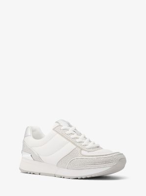 Andi Embellished Quilted Leather and Metallic Trainer