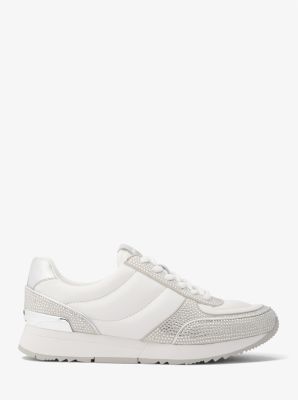 Andi Embellished Quilted Leather and Metallic Trainer