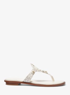 Aubrey Cutout Signature Logo and Leather T-Strap Sandal image number 1