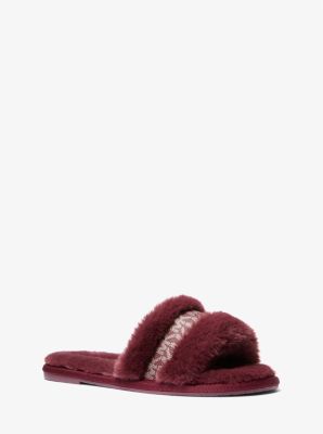 Alexis Faux Fur and Metallic Signature Logo Slide Sandal image number 0