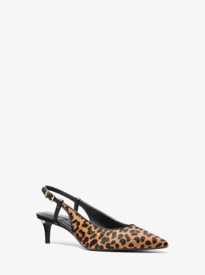 Décolleté slingback Doreen in pelle effetto cavallino leopardata image number 0