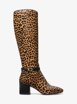 Ella Leopard Print Calf Hair Block Heel Boot image number 1