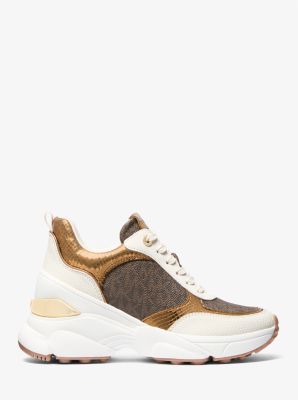Katrina Signature Logo and Metallic Lizard Embossed Trainer image number 1