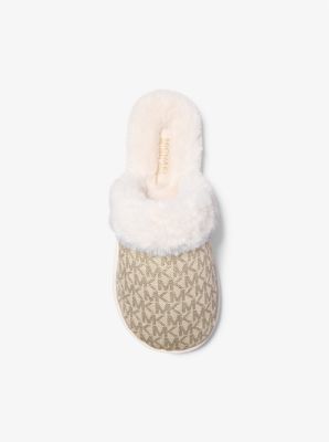 Liddy Metallic Signature Logo and Faux Fur Slipper | Michael