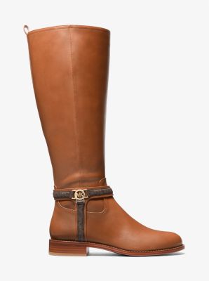 Mindy Leather and Signature Logo Trim Wide Width Boot Michael Kors Canada