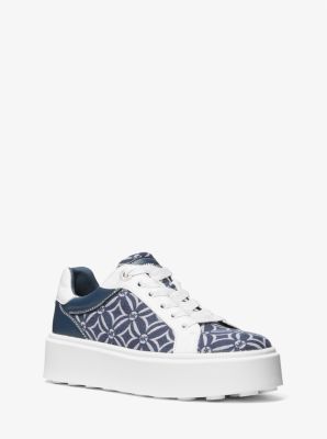 Sneaker Romey van jacquard met logo en plateauzool image number 0