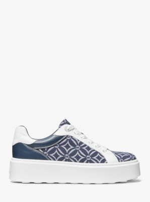 Sneaker Romey van jacquard met logo en plateauzool image number 1