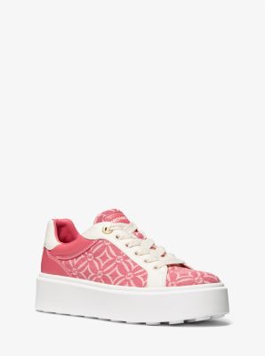 Sneaker Romey van jacquard met logo en plateauzool image number 0