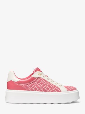 Sneaker Romey van jacquard met logo en plateauzool image number 1