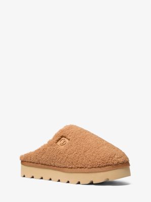 Michael Kors Winnie Faux Shearling Slipper In Brown