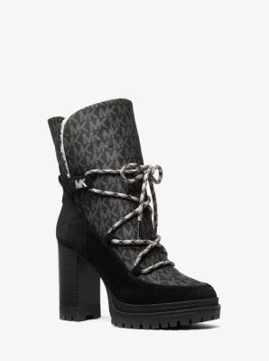 Michael Kors Culver Mixed-media Platform Boot In Black