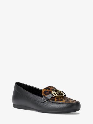 Michael Kors Fulton Leopard Print Calf Hair Loafer In Black