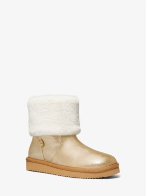 Leather ugg boots 2024 with fur trim